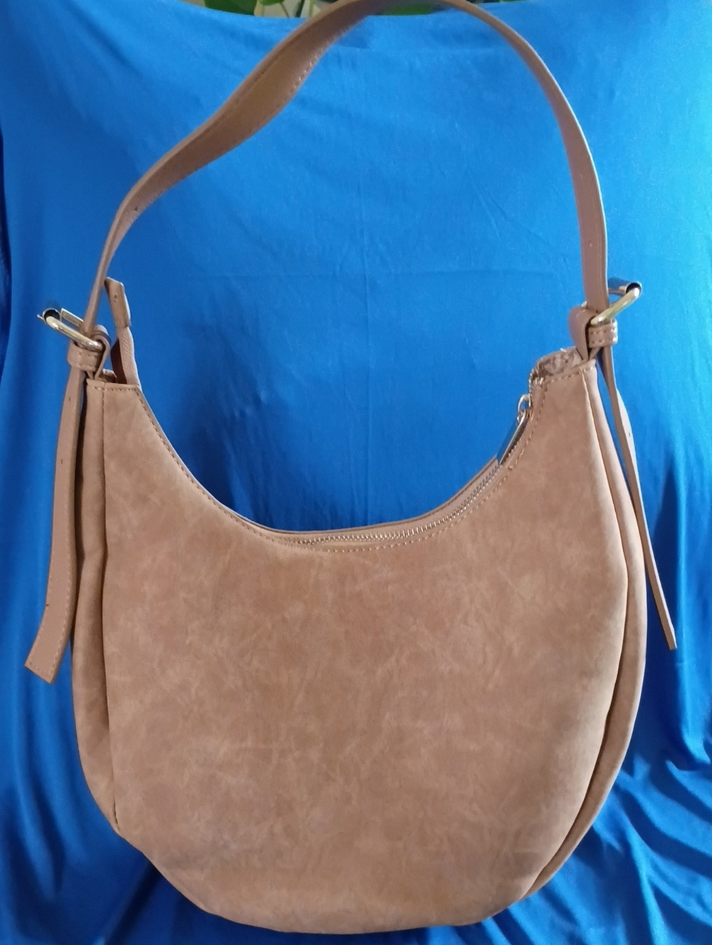 Taupe Curved Shoulder Hobo Bag for Women
